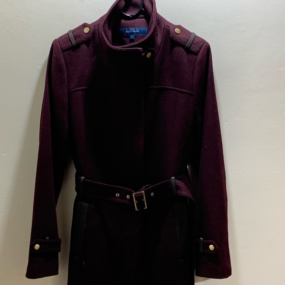 Cole Haan aubergine wool, leather coat FINAL PRICE. - Picture 8 of 8